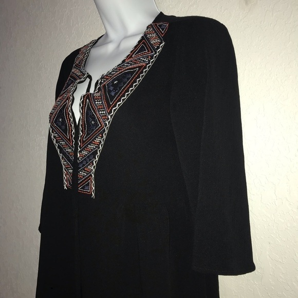 2/$20 Three Hearts Boho Embroidered Mini Dress  M Black - Picture 3 of 8